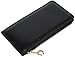 YALUXE Women's Genuine Leather Multi Card Organizer Wallet with Zipper Pocket Black