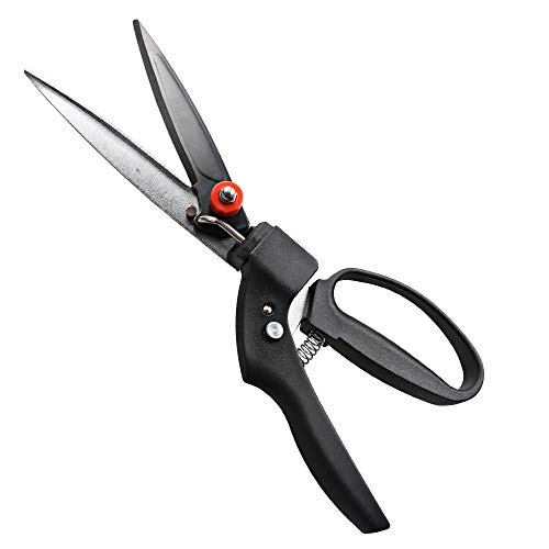 GARTOL Grass Shears Garden Clippers-180 Degrees Rotating Cutter Head, SK-5 Steel Blade, Garden Grass Scissors, Good for Trimming Various Grass and Light Hedges