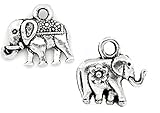 Lucky Elephant Charm Pendants 90 Pack, Silver Tone Wholesale Bulk Lot (Set 1 - 2 Different)