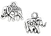 Lucky Elephant Charm Pendants 90 Pack, Silver Tone Wholesale Bulk Lot (Set 1 - 2 Different)