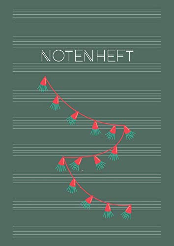 Notenheft: Schule & Unterricht & Hobby | Musik Schreibheft | DIN A4 Blanko Notensysteme mit Inhaltsverzeichnis | große Lineatur für Anfänger & Kinder
