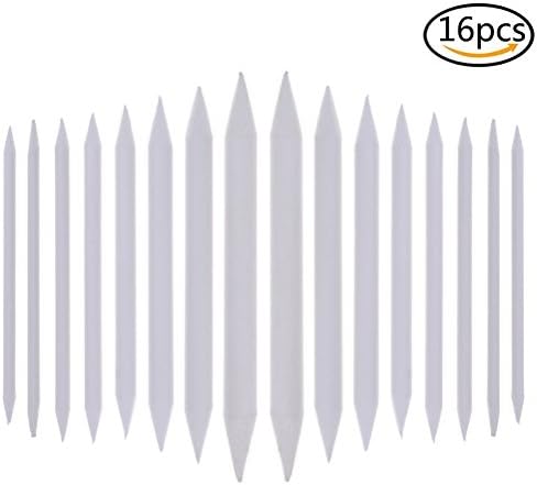 LIUMANG Blending Stumps and Tortillon Set Art Blenders Sticks for Drawing, Sketch, Colored Pencils, White, 8 Sizes (16 pcs)