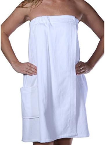 Terry Velour Bath Wrap Women's 100% Cotton Spa Beach Pool Shower Wrap(XXL,White)