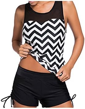 Chevron Printed Tankini With Boyshorts. 2 piece Bikini Set (S)