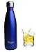GreEco Double Wall Vacuum Flask, Insulated 18/8 Stainless Steel Water Bottle, COLA Shaped, Hydration Bottle, 17 OZ / 500 ML, Blue