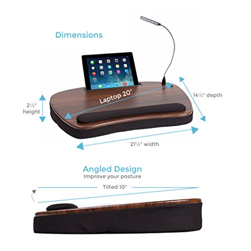 Sofia Sam Oversized Wood Top Memory Foam Lap Desk with Detachable USB