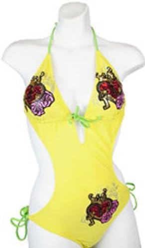 Womens Monokini Swimsuit, Aloha, One Piece / Two Piece, Small / 2-4,Yellow Print