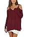 Just Quella Womens Casual Cut Off Shoulder Tops 6897