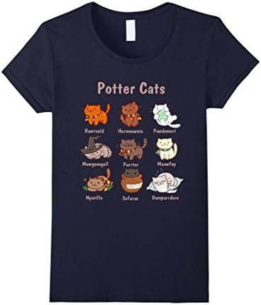 Womens Potter Cats t-shirt Small Navy