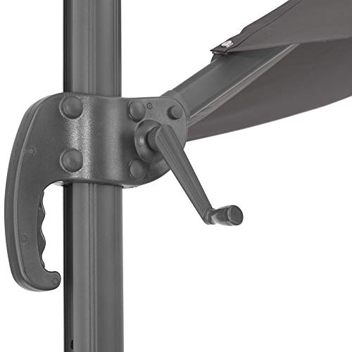 tectake® Ampelschirm Sonnenschirm groß mit Schutzhülle, Ø 300 cm, höhenverstellbar, klappbar, mit Fußpedal und Kurbel, UV-Schutz 50+, Gartenschirm, zur Terrassenüberdachung oder für Balkon - grau – Bild 5