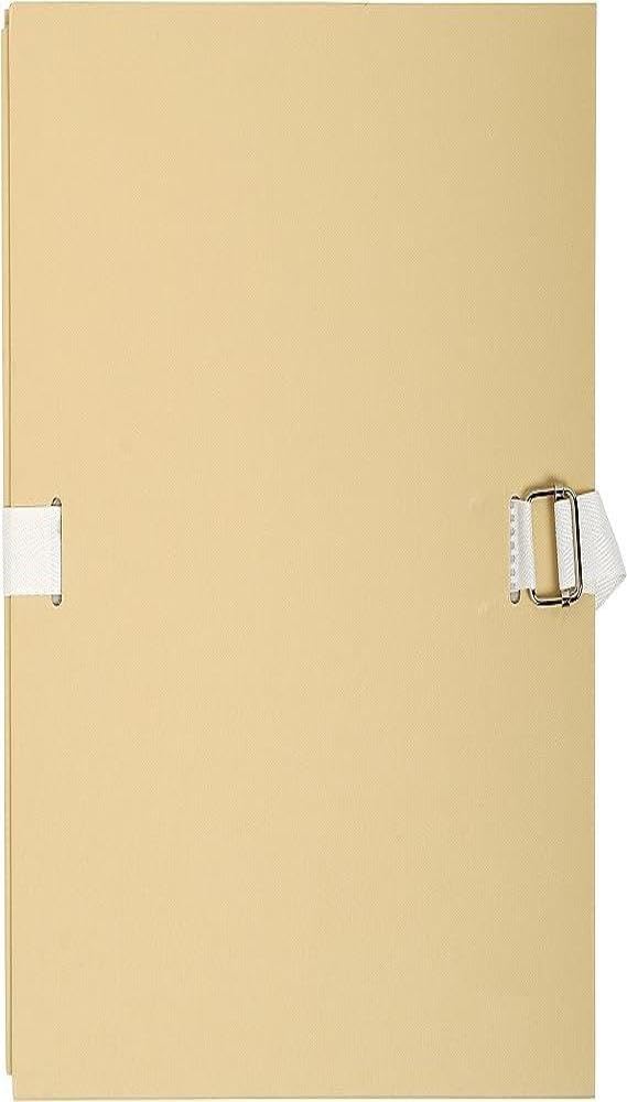 Exacompta - Ref 370E - Expanding Folder - 240 x 320mm in Size, Suitable for Storing A4 Documents, Expands Up To 13cm , Coloured Canvas with Matching Strap - Buff