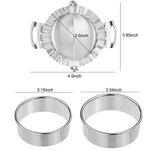SIENON 3 Pieces Stainless Steel Dumpling Maker, 2 Dumpling Cutters-Dumpling Skin Makers, 1 Dumpling Mold-Empanada Pierogi Press Mold, Pie Ravioli Dumpling Wrappers Mold Pot Sticker Kitchen Accessories