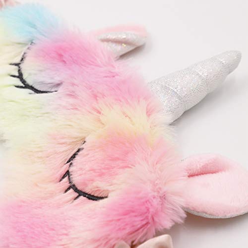 ZTL Girls Colorful Unicorn Sleeping Mask Cute Unicorn Horn Soft Plush Eye Mask Blindfold Eyeshade Eye Cover
