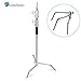 LimoStudio Heavy Duty Master C-Stand with Sliding Leg Turtle Fold Base, Light Stand Tripod, 130 Inch Max Height, 100 Percent Metal Strong Silver Chrome, Photo Studio, AGG2146