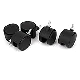uxcell M8 Threaded Stem 2 Inch Dia Twin Wheel Office Chair Swivel Caster 5pcs