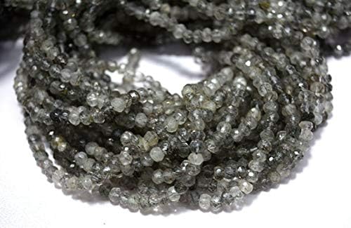 GemAbyss Beads Gemstone 5 Strands Wholesale Lot 4mm Rutilated Quartz Beads, Faceted Rondelle Beads, AAA Rutilated Quartz Rondelles, Gemstone Beads, 13.5 Inch Strand Code-MVG-23765