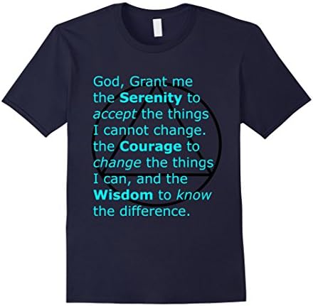 Men's Serenity Prayer with AA Alcoholics Anonymous Symbol Shirt XL Navy
