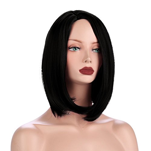 YOPO-Short-Bob-Wig-Synthetic-Anime-Straight-Wig-Natural-Looking-Middle-Part-Shoulder-Length-Hair-wigs-for-WomenBlack