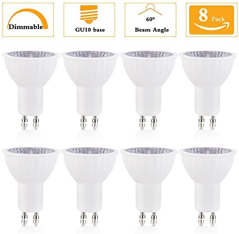 (Pack of 8) Dimmable gu10 LED Light Bulb, 5W (50W Equivalent), 4000K Natural White, 120 Degree Beam Angle, 500Lm, Track Lighting, Recessed Light, 2 YEARS WARRANTY