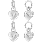 PH PandaHall 4Pcs 925 Sterling Silver Heart Charms Mini Puffed Heart Charms Sliver 3D Hearts Pendants Love Necklace Charm for Neckalces Bracelets Jewelry Valentine's Day, 8mm