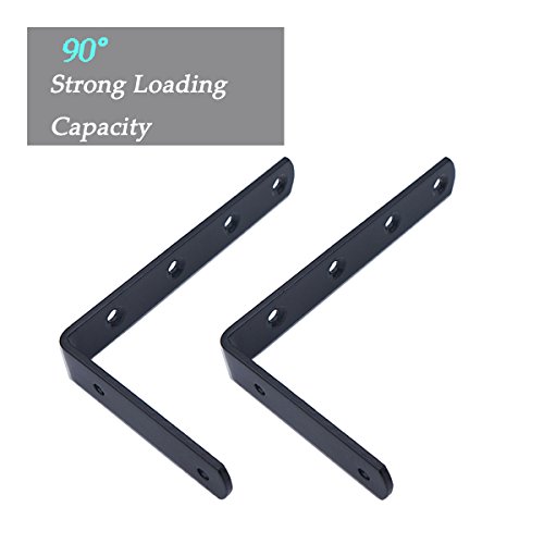 MINCORD 4Pcs Stainless Steel Heavy Duty L-Shaped Right Angle Corner Brace Joint Angle Bracket Shelf Bracket Wall Hanging with Screws Decorative Corner Brackets 125mmX75mm/5X3Inch,Black - Thumbnail 4