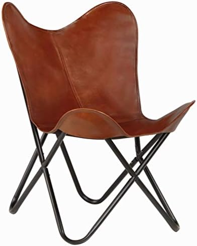 BIGTO Kids Butterfly Chair Real Leather Desk Chair (Brown)