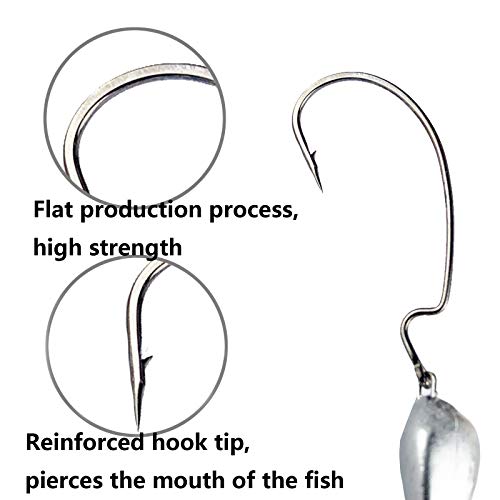 Swing Jig Heads 20Pack Wobble Head with Hook for Bass Fishing Swimbait