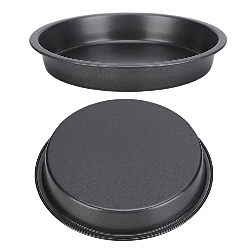 ZJchao 2Pcs Non Stick Pizza Pan Deep Thickened Carbon Steel Baking Pan Kitchen Bakery Scene (9 Inch)