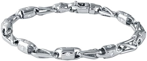 1.5CTW Gents Round Cut Diamond Flush Set Straight Bracelet in 14K White Gold