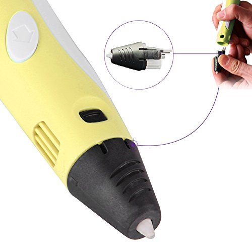 KSRplayer Upgraded Version ABS Filament Auto In/Out 3D Drawing Printing Magicpen Pen V2.0 With LED Free Filament For Children Printing Artist Drawing Doodler Automatic Feed /Out (Yellow)