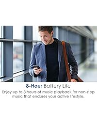 NuForce BE Live5   Auriculares inalámbricos con batería de 8 horas de duración, AAC + aptX, controlador grande de 0.315 in para graves profundos, diseño innovador de batería y carcasa de aluminio, color negro