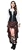 Charmian Women's Steampunk Gothic High Low Cyberpunk Ruffle Skirt Coffee Large