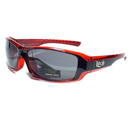 #LC27-S1 LOCS Hardcore Shades  Red Wrap Men's Sport Sunglasses