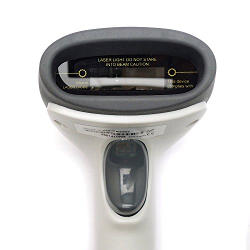 1D Bluetooth Barcode Scanner MUNBYN Wired+ Wireless 2 in 1 Laser Barcode Reader for Android iOS Windows System… (White)