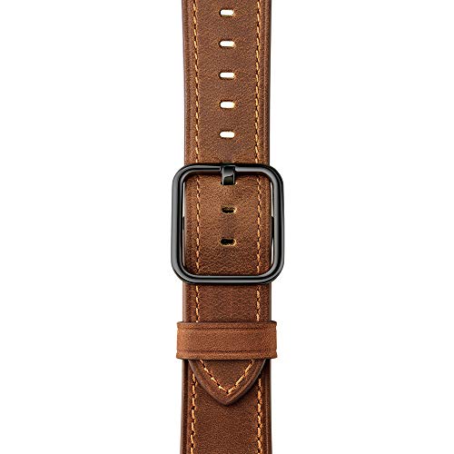 amBand Leather Band Compatible with Apple Watch 38mm 40mm, Genuine Leather Vintage Replacement Strap Classic Bands Buckle Compatible with iWatch Series 5/4/3/2/1 Retro Brown - Thumbnail 2