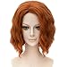 MSHUI The Avengers Black Widow Natasha Costume Cosplay Wig Short Wavy Fluffy Hair Orange