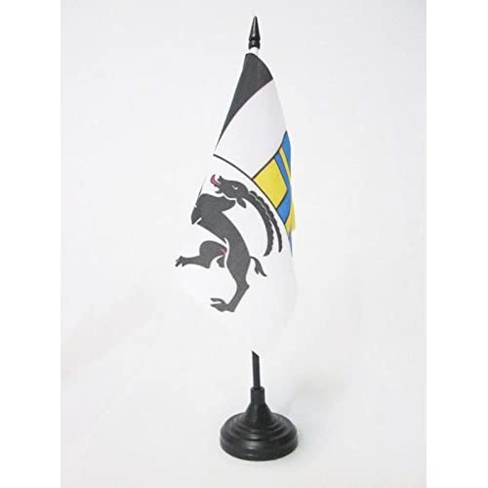 AZ FLAG Canton of Graubünden Table Flag 5'' x 5'' - Graubünden - GR Office Decoration 100% Polyester 15 x 15 cm - Mini Desk Flag with Pole and Black Plastic Base