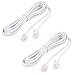 uxcell 6P2C RJ11 Telephone Fax Modem Line Cable 1.9M, 2Pieces for Landline Telephone, White