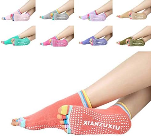 Valam Enterprise Yoga Socks Sport Fitness Pilates Socks Fashion Five Toe No-Slip Massage Socks Blue