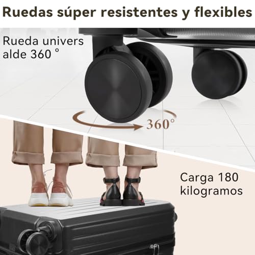 Juego de Maletas de Viaje,Set de 3 Piezas de Equipaje, 20 y 14 Pulgadas + Mochila de viaje, Mango Telescópico, Ruedas Giratorias 360°, Resistente ABS, Con Compartimentos Y Correa Ajustable
