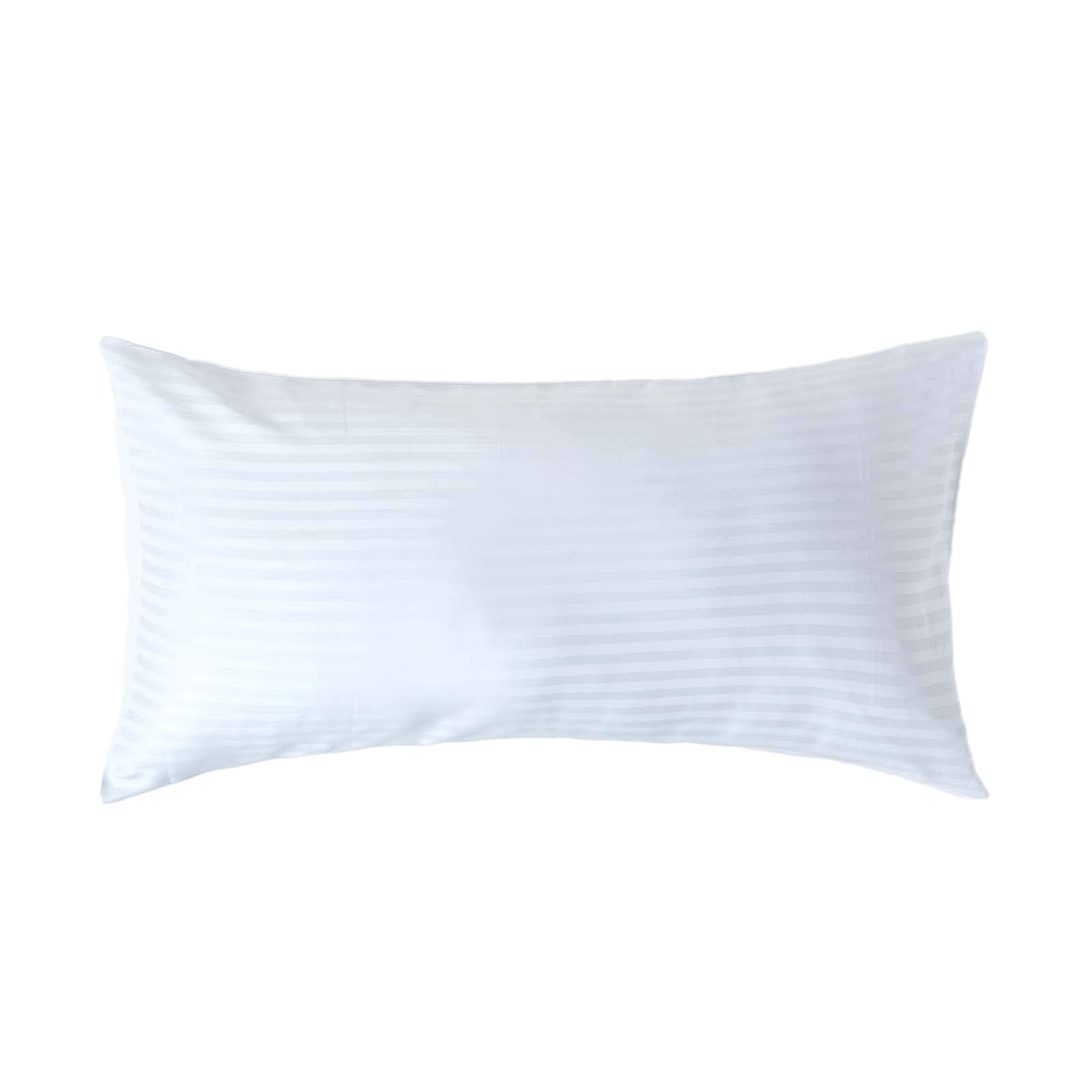 HOMESCAPES White Pure Egyptian Cotton King Size Pillowcase 330 TC 500 Thread Count Percale Equivalent Satin Stripe Housewife Pillow Case