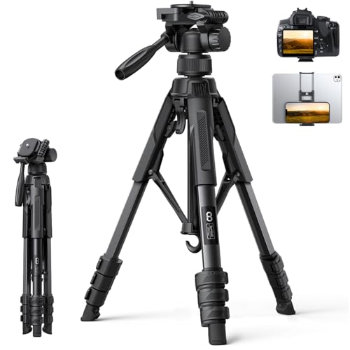 Lamicall 67inch Camera Tripod, Camera Stand - [Patented Rapid Leg Deployment] 170cm Lightweight Travel Tripod Camera, 3-Way Head 8kg Max Load, with Holder & Carry Bag, for DSLR, GoPro