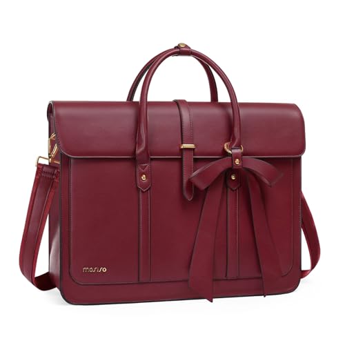 MOSISO Laptoptasche Damen 15,6 Zoll, PU Leder Handtasche Schultasche