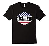 Mens Sacramento T-Shirt Distressed USA Flag California Medium Black