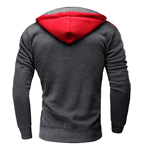 Clearance!Patchwork Drawsting Autumn Winter Casual Zipper Long Sleeve Splicing Sweatshirt Hoodie Coat
