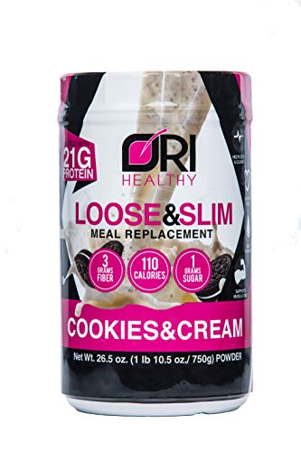 Loose & Slim Meal Replacement Shake Cookies & Cream, Weight Loss, Low Carb, 21g Protein, 3g Dietary Fiber, 1g Sugar, 110 Calories. Vitamin Rich, Delicious Flavor - Thumbnail 2
