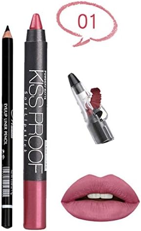 Lip Gloss Makeup -Diadia Matte To Glitter Liquid Lipstick Waterproof Lip Gloss Popular Makeup Tool Original Factory With Eyebrow Pencil Sharpener Set for Party,Wedding,Dating,Club (A)