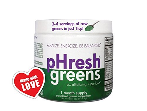 pHresh greens Organic Raw Alkalizing Superfood Greens Powder - 1 Month Supply | Gluten-Free | Natural Enzymes 