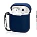 The OAKS Improved Airpods Case Protective Cover Skin with Lockable Carabiner and Airpods Strap Compatible with Airpods Charger Case (5 Colours Available) (Navy Blue)