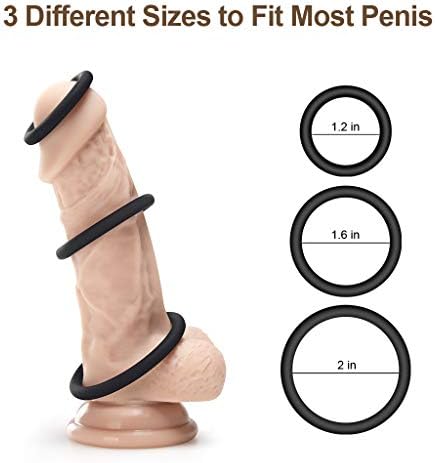 Tatamier Set of 4 Soft Silicone Pen'is Rings Set for Men - Flexible Bands for Time Delay Exercise Ej'aculation - 4 Different Size Black Co'ck Ring Set for S'ex for Male - Best Idea for Gift
